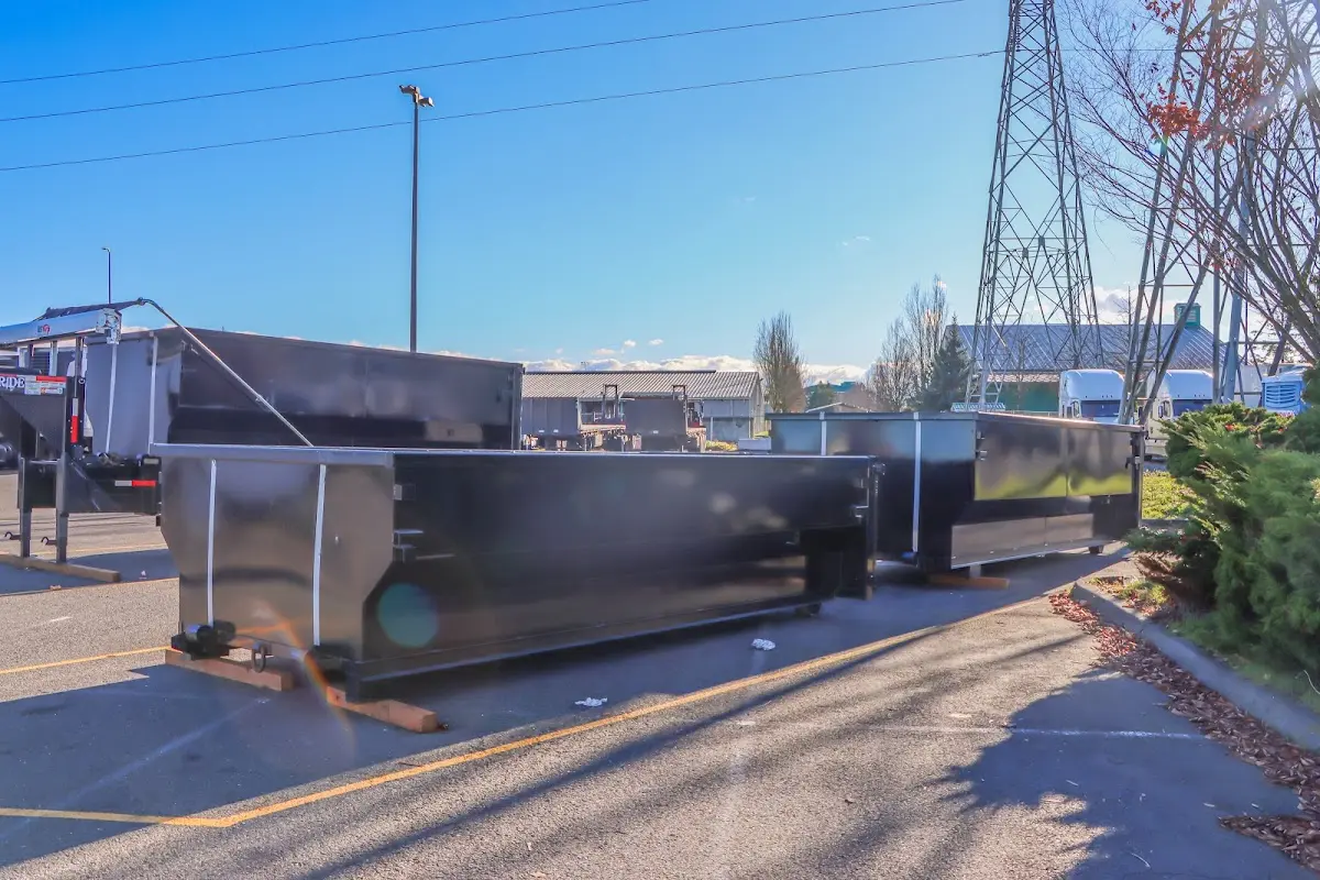 Roll-off dumpster ready for waste disposal at job site for Construction Dumpster Rental in Shorewood
